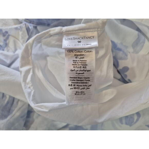 Pottery Barn LoveShack Fancy Ruffle Damask Blue White Twin Duvet Cover Sham Set - Picture 7 of 7